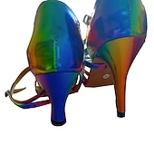 Χαμηλού Κόστους Latin Παπούτσια-γυναικεία παπούτσια χορού rainbow latin με λουράκι και σουέτ σόλα - πολύχρωμες γόβες salsa ballroom