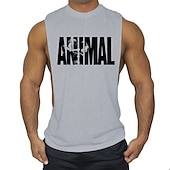 economico T-shirt e canotte attive da uomo-uomo uomo bodybuilding animale canottiera canotta t-shirt stampa vintage gilet camicia muscolare stampa 85% cotone 15% elastan, nero , m