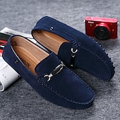 abordables Semi-formel-mocassins classiques en daim bleu marine pour hommes avec détails en métal - idéaux pour les occasions professionnelles décontractées et formelles