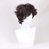 abordables Pelucas de personajes de películas-Frodo Baggins peluca cosplay marrón corto rizado pelo sintético resistente al calor pelucas de juego de rol pelucas de halloween