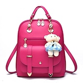 economico Zaini alla moda-Per donna Zaino per la scuola zaino Esterno Giornaliero Viaggi Tinta unica pelle sintetica Massima capacità Bottoni Cerniera Blu chiaro Grigio chiaro Vino