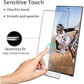Недорогие Защитные пленки для Samsung-[2+2 пакета] Защитная пленка для экрана + Защитная пленка для объектива камеры Назначение Samsung Galaxy S24 Ultra Plus S23 S22 S21 S20 Plus Ultra S10 Note 20 Ultra 10 Plus S25 Ультра
