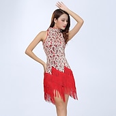 Недорогие Платья для практики-Платье для латинских танцев с бахромой и кисточками, с блестками, женское, для тренировок, без рукавов, из полиэстера