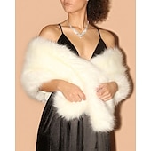 levne Kožešinová bolerka-Wihte Faux Fur Wraps Šály Elegantní a Luxusní Elegantní Udržet V Teple Bez Rukávů Umělé Kožešiny Podzim Svatební Host Wraps S Čistou Barvou Pro Svatební Podzim a Zimu oblékněte se abyste ohromili