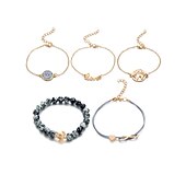 halpa Rannekorut ja rannerenkaat-5kpl Naisten Ranneketjut Monitaso Kartat äärettömyys Muoti Yksilöllinen Yksinkertainen Tyylikäs Metalliseos Rannekorun korut Kulta Käyttötarkoitus Juhlat / Ilta Urheilu Pyhäpäivä Deitti Festivaali