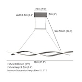voordelige Eilandlichten-2-lichts 80/100cm led hanglamp aluminium lijn design curl wave design verstelbare kroonluchter nordic style eetkamer woonkamer verlichting 36w 110-240v alleen dimbaar met afstandsbediening
