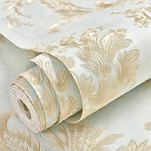 preiswerte Tapeten-Coole Tapeten, Blumentapete, 3D-Damast-Wandbild, Wandaufkleber, Folie, abziehen und aufkleben, entfernbar, selbstklebend, geprägt, europäischer Damast, Vlies, Heimdekoration, 300 x 53 cm