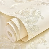 preiswerte Tapeten-Coole Tapeten, Blumentapete, 3D-Damast-Wandbild, Wandaufkleber, Folie, abziehen und aufkleben, entfernbar, selbstklebend, geprägt, europäischer Damast, Vlies, Heimdekoration, 300 x 53 cm