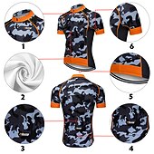 cheap Men&#039;s Clothing Sets-Men&#039;s Cycling Jersey with Bib Shorts Short Sleeve Mountain Bike MTB Road Bike Cycling Black White Red Patchwork Camo / Camouflage Bike Clothing Suit UV Resistant 3D Pad Breathable Quick Dry Back