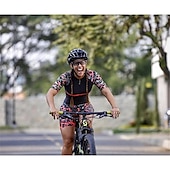 abordables Ropa Triatlón Mujer-Mujer Traje de triatlón Manga Corta MTB Bicicleta Montaña Ciclismo Carretera Negro Rojo Negro Áspero Graphic Bicicleta Transpirable Secado rápido Licra Deportes Graphic Ropa