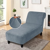 preiswerte Sesselabdeckung &amp; Armless Chair Cover-Stretch Samt Chaiselongue Stuhlhusse elastisch schwarz für Schlafzimmer Wohnzimmer weich strapazierfähig waschbar