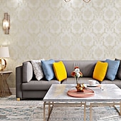 preiswerte Tapeten-Coole Tapeten, Blumentapete, 3D-Damast-Wandbild, Wandaufkleber, Folie, abziehen und aufkleben, entfernbar, selbstklebend, geprägt, europäischer Damast, Vlies, Heimdekoration, 300 x 53 cm