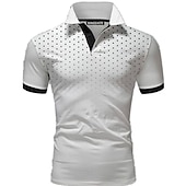 abordables Polo classique pour homme-Homme POLO Tee Shirt Golf Casual du quotidien Col polo Classique Manche Courte Décontractées Flexible Pois Bouton devant Eté Printemps Standard Noir Blanche Rouge bleu marine Orange Gris Clair POLO