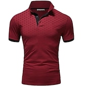 abordables Polo classique pour homme-Homme POLO Tee Shirt Golf Casual du quotidien Col polo Classique Manche Courte Décontractées Flexible Pois Bouton devant Eté Printemps Standard Noir Blanche Rouge bleu marine Orange Gris Clair POLO