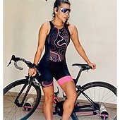 baratos Conjuntos de Roupa de Mulher-triatlo triatlo sem mangas tri terno preto bicicleta secagem rápida e respirável linhas esportivas / roupas de ondas
