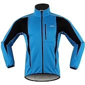 billige Jakker og jakker for menn-Arsuxeo Herre Sykkeljakke Sykkel Jakke / Sommer Fleecejakker / Fleecer / Topper Vindtett, Hold Varm, Pustende Stribe Polyester, Spandex, Fleece Vinter Oransje / Rød / Lys Grønn Veisykling Komfortabel