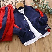 billiga Jackor och rockar för pojkar-Pojkar 3D Lappverk Jacka och kappa Långärmad Vår &amp; Höst Grundläggande Ledigt Polyester Barn 2-13 år Skola Sport &amp; Utomhus Ledigt / vardag Normal