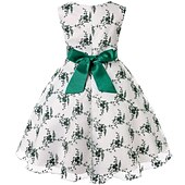 cheap Casual Dresses-Kids Girls&#039; Dress Floral Sleeveless Party Embroidered Lace Trims Bow Cute Cotton Knee-length Skater Dress Summer 3-10 Years Pink Dusty Rose Red
