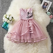 cheap Fairytale Theme Dresses-Kids Little Girls&#039; Dress Flower Swing Dress Party Birthday Daily Lace Ruffle Mesh Green White Pink Sleeveless Cute Princess Sweet Dresses Spring Summer 2-6 Years