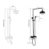 cheap Shower Faucets-Antique Shower System Faucet Combo Set, 8&quot; Rainfall Shower Head Kit with Handshower Wall Mounted, Brass Copper Black Electroplated Finish Vintage Style 2 Handles 3 Hole Bath Mixer Taps with Bodysprays