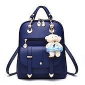 economico Zaini alla moda-Per donna Zaino per la scuola zaino Esterno Giornaliero Viaggi Tinta unica pelle sintetica Massima capacità Bottoni Cerniera Blu chiaro Grigio chiaro Vino