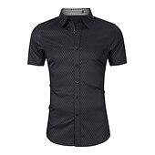 cheap Men&#039;s Non Iron Shirts-Men&#039;s Dress Shirt Plaid Shirt Collared Shirt Button Up Shirt Plaid Wedding Casual Black Blue Gray Light Blue Short Sleeve Turndown Summer Clothing Apparel Button-Down
