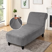 preiswerte Sesselabdeckung &amp; Armless Chair Cover-Stretch Samt Chaiselongue Stuhlhusse elastisch schwarz für Schlafzimmer Wohnzimmer weich strapazierfähig waschbar