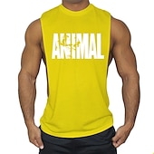 economico T-shirt e canotte attive da uomo-uomo uomo bodybuilding animale canottiera canotta t-shirt stampa vintage gilet camicia muscolare stampa 85% cotone 15% elastan, nero , m