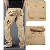 cheap Cargo Pants-Men's Cargo Pants Cargo Trousers Trousers Tactical Work Pants Straight Leg Flap Pocket Plain Comfort Breathable Full Length Outdoor Work Basic Tactical Black Army Green Inelastic