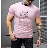 baratos Camiseta gráfica masculina-Homens Letra Camisa Social Camiseta Algodão Manga Curta Gráfico Camisa Preto / Vermelho Branco Vermelho Camiseta confortável Rua Esportes Roupas de estilistas