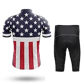 cheap Men's Clothing Sets-Men's Cycling Jersey with Shorts Short Sleeve Mountain Bike MTB Road Bike Cycling Summer Red Stripes American / USA Stars Funny Bike 3D Pad Quick Dry Back Pocket Moisture Wicking Breathable Spandex