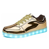 cheap Men&#039;s Sneakers-Gold LED Light Up Sneakers for Men and Women – USB Rechargeable Shiny Party Shoes with Glow Sole for Dancing, Festivals, Nightclubs, and Halloween