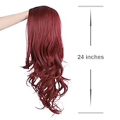 cheap Party Wigs-Red Synthetic Wig Long Wavy Side Part Heat Resistance Wig Natural Looking Fiber for Women Cosplay or Daily Use. Halloween Wigs