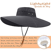 billiga Huvudbonader för utomhusbruk-bred rand solhatt hink hatt upf50 + vattentät packbar snabb torr vår sommar polyester hatt för fiske camping&amp;amp; vandring