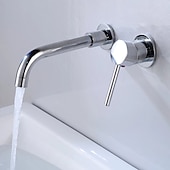cheap Wall Mount-Bathroom Sink Mixer Faucet Wall Mounted, 2 Holes Single Handle Wash Basin Sink Mixer Brass Taps Rough in Valve with Cold Hot Water Hose, Aged Bronze/Black Satin Nickel/Bright Chrome