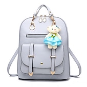 economico Zaini alla moda-Per donna Zaino per la scuola zaino Esterno Giornaliero Viaggi Tinta unica pelle sintetica Massima capacità Bottoni Cerniera Blu chiaro Grigio chiaro Vino