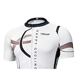 abordables Maillots pour hommes-Homme Maillot Velo Cyclisme Manche Courte Cyclisme Maillot Top avec 3 poches arrière VTT Vélo tout terrain Vélo Route Respirable Séchage rapide Résistant aux ultraviolets Zip frontal Blanche Jaune