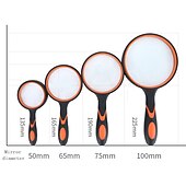 cheap Office Supplies-10X Portable Magnifier Glass Lens Handheld Rubber Handle High Magnifying Glass for Reading Newspaper Jewelry Eye Loupe Glass, Back to School Gift