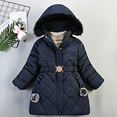 billiga Girl&amp;#39;s Downs &amp;amp; Pufferjacka-Flickor 3D Pufferjacka för barn Slät Kappa Ner Pufferjacka Långärmad Höst Vinter Grundläggande Barn 2-8 år Gata Normal