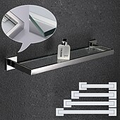 halpa Kylpyhuoneen hyllyt-Kylpyhuonehylly / Kylpyhuonesetti Säädettävä pituus / Uusi malli / Luova Nykyaikainen / Moderni Ruostumaton teräs / Karkaistu lasi / Metalli 1kpl - Kylpyhuone Seinäasennus