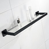 cheap Shower Caddy-Bathroom Shelves Bathroom Tempered Glass Shelf, Sainless Steel Shower Wall Shelves No Drilling Towel Racks Rectangular 1 Tier Wall Mounted Mirror Front Shelf
