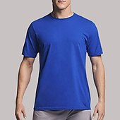 baratos Camisetas masculinas casuais-Homens Camiseta Camisas antiumidade Manga Curta Decote Redondo Todas as Estações Tecido Básico Casual Royal blue 1 Preto Branco Top Tee para Homens