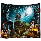 halpa halloween seinävaatteita-halloween koristeet kuvakudos jack o lyhty kurpitsa sisustus seinä taide suuri riippuva kuvakudos seinämaalaus sisustus valokuva tausta peitto verho koti makuuhuone olohuone lepakko kummitus talo