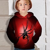 abordables Animaux 3D pour Garçon-Sweat à capuche Garçon Enfants manche longue 3D effet SPIDER Rouge Enfants Hauts Automne Actif Le style mignon Ecole Extérieur du quotidien Standard 4-12 ans