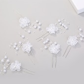 cheap Headpieces-Flowers Headdress Headpiece Alloy Wedding Special Occasion Cute Romantic With Imitation Pearl Flower Headpiece Headwear