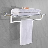 economico Mensole per il bagno-portasciugamani multifunzione portasciugamani pieghevole moderno mensola da bagno in ottone massiccio con ganci a parete argentato