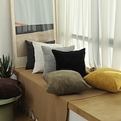 preiswerte Kissen-Trends-Dekorative Wurfkissen, 1 Stück, schlichter Cord-Kissenbezug, einfacher Maisstreifen-Kissenbezug, reine Farbe, Plüschkissen, mehrfarbig, Sofa-Umarmungskissenbezug, rosa, blau, salbeigrün, lila, gelb