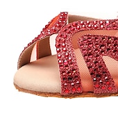 abordables Chaussures de danses latines-chaussures de danse à strass argentées pour femmes avec lanières croisées - talons ouverts pour salle de bal et latine