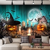 halpa halloween seinävaatteita-halloween koristeet kuvakudos jack o lyhty kurpitsa sisustus seinä taide suuri riippuva kuvakudos seinämaalaus sisustus valokuva tausta peitto verho koti makuuhuone olohuone lepakko kummitus talo