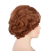 abordables Perruques historiques-Perruque des Années 20 Perruque Flapper Femme Brune Vague de Doigt Perruque Flapper Vintage Cheveux Bouclés Courts Bob Années 1920 Grande Gatsby Perruques Synthétiques d'Halloween